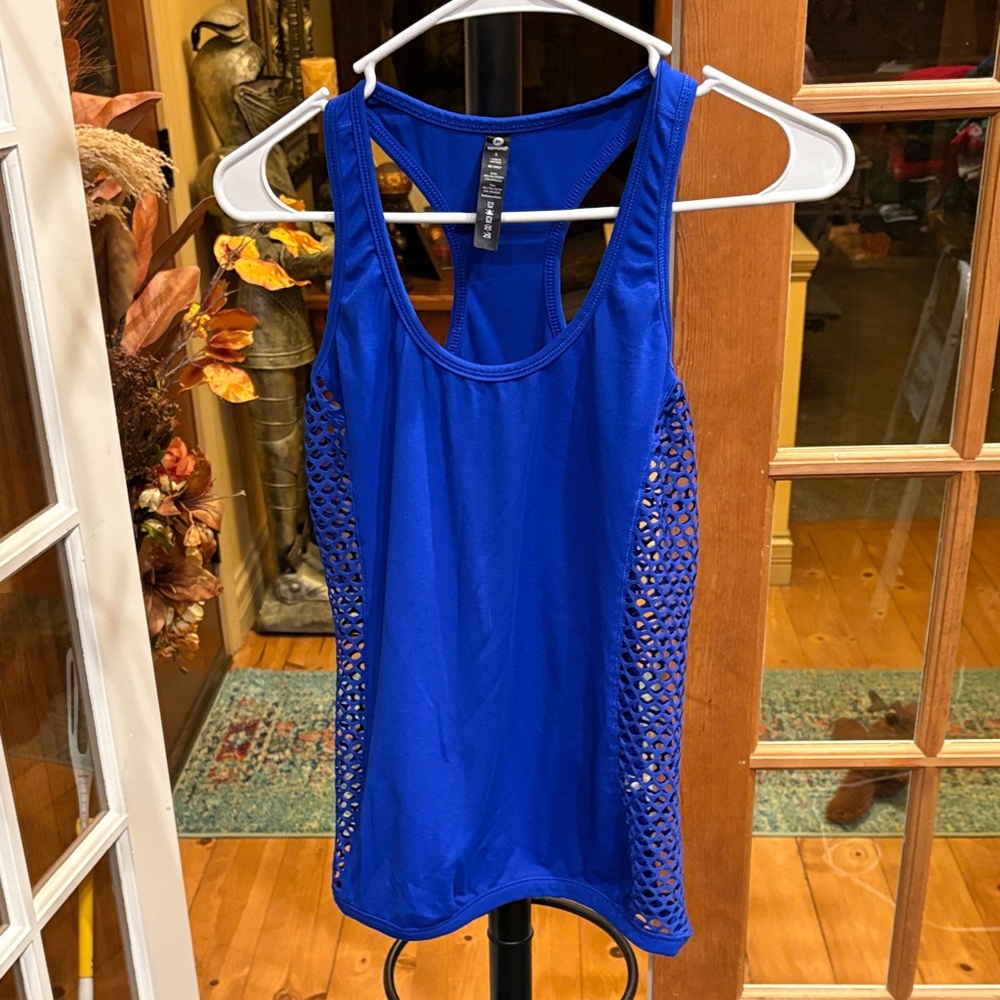 Vibrant Blue Women's Tank Top with Mesh Sides